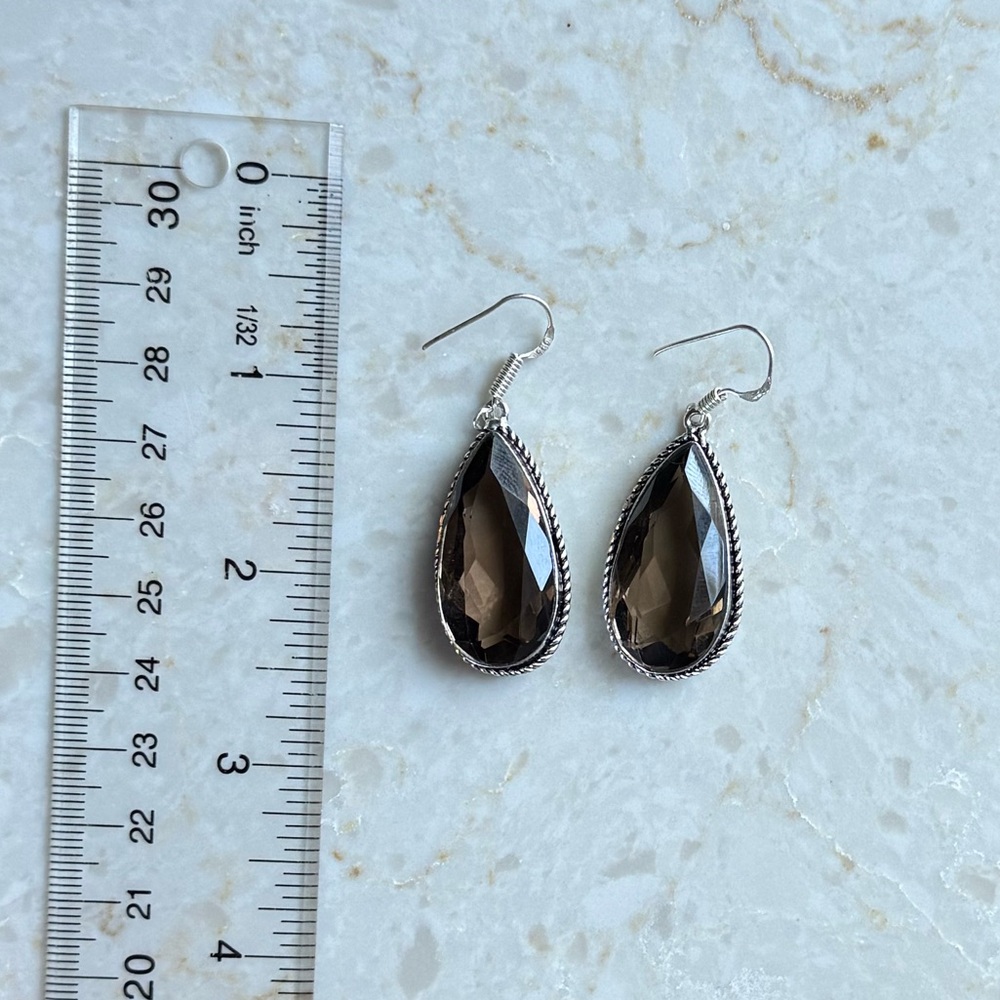 NWOT Sundance Earthen Dusk Earrings, Smokey Quartz, Sterling Silver - Picture 6 of 6